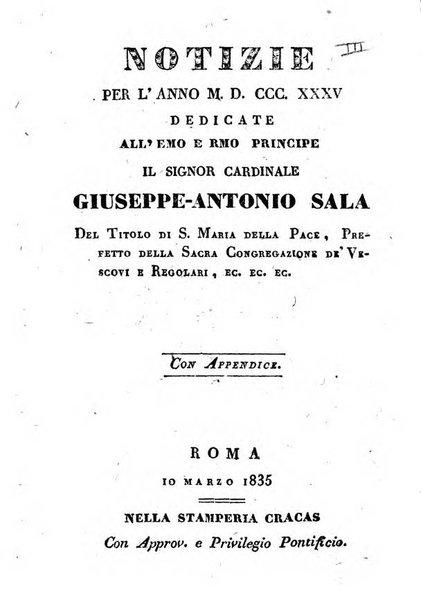 Notizie per l'anno ... secondo il martirologio romano..