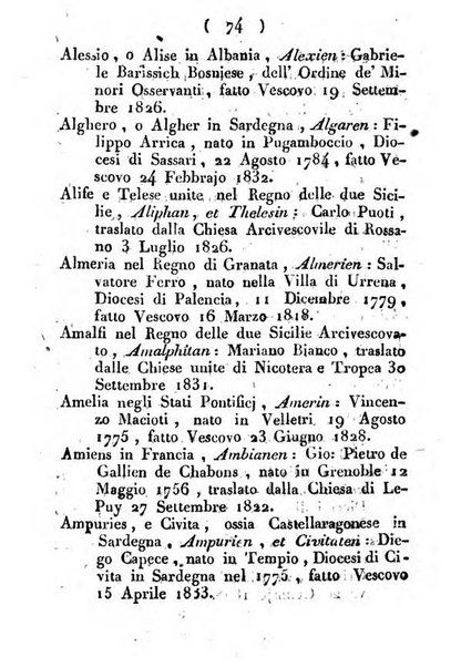 Notizie per l'anno ... secondo il martirologio romano..