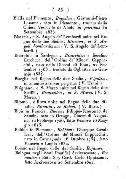 Notizie per l'anno ... secondo il martirologio romano..