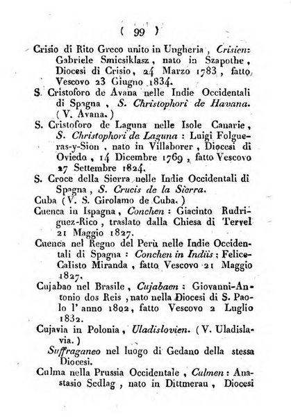 Notizie per l'anno ... secondo il martirologio romano..