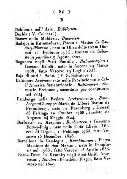 Notizie per l'anno ... secondo il martirologio romano..