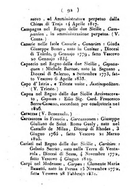 Notizie per l'anno ... secondo il martirologio romano..