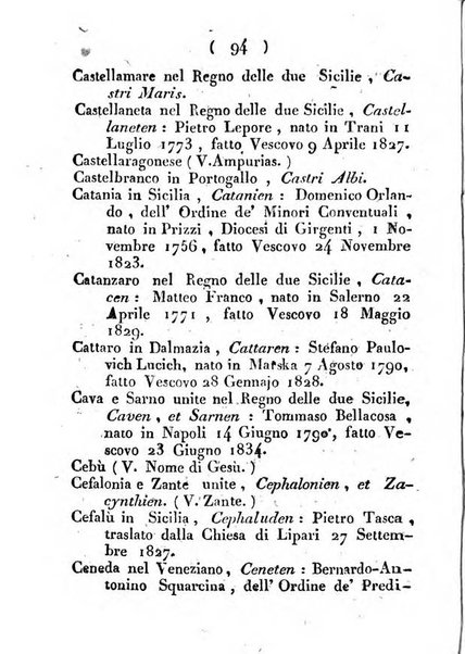 Notizie per l'anno ... secondo il martirologio romano..