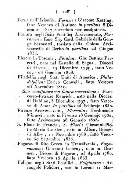 Notizie per l'anno ... secondo il martirologio romano..