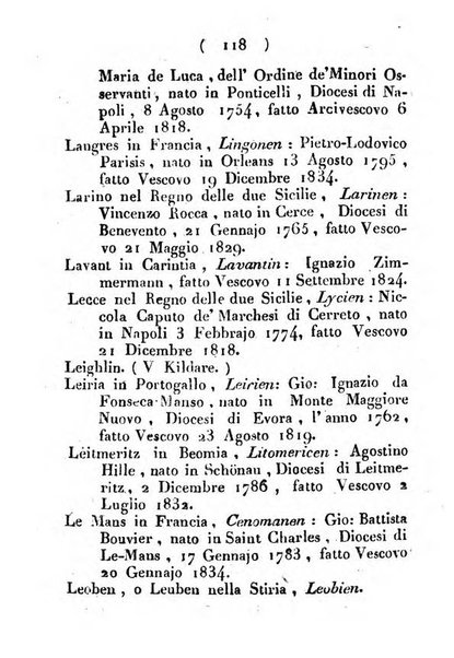 Notizie per l'anno ... secondo il martirologio romano..