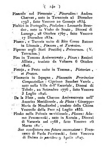 Notizie per l'anno ... secondo il martirologio romano..