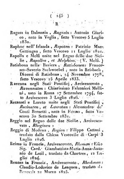 Notizie per l'anno ... secondo il martirologio romano..