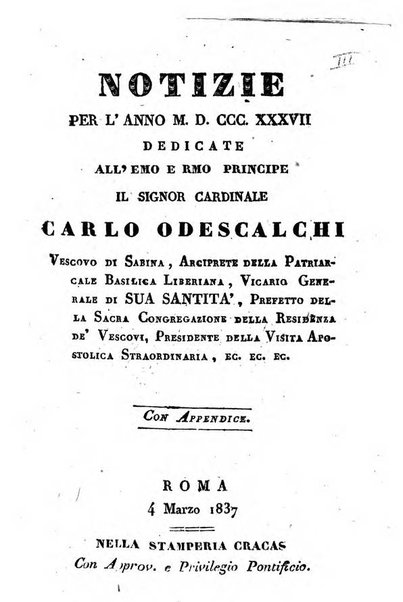 Notizie per l'anno ... secondo il martirologio romano..