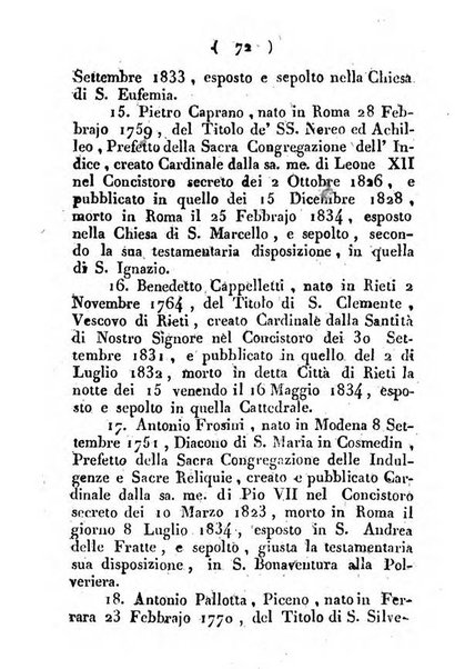 Notizie per l'anno ... secondo il martirologio romano..