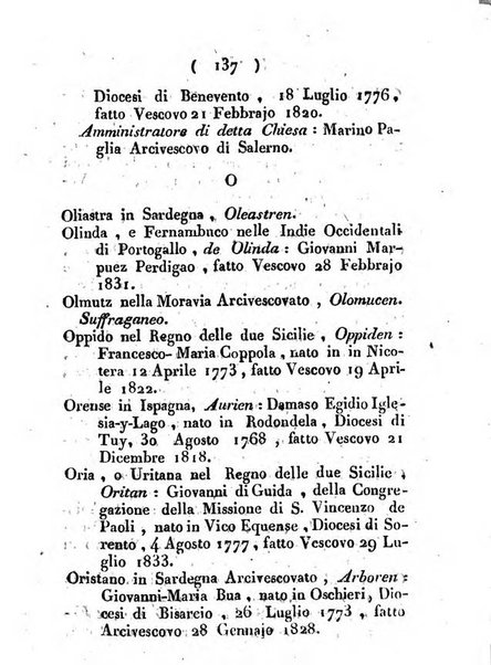 Notizie per l'anno ... secondo il martirologio romano..