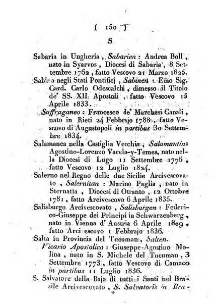 Notizie per l'anno ... secondo il martirologio romano..