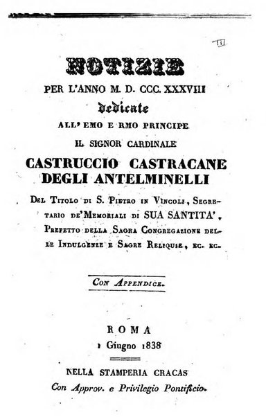 Notizie per l'anno ... secondo il martirologio romano..