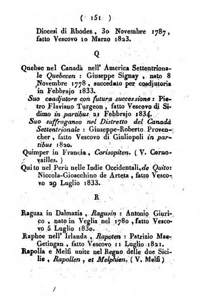 Notizie per l'anno ... secondo il martirologio romano..