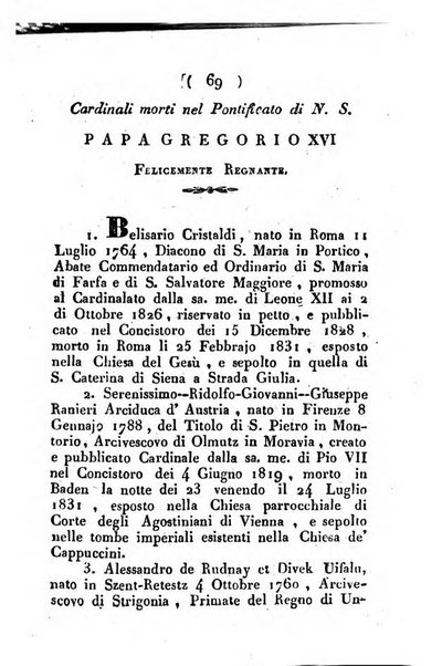 Notizie per l'anno ... secondo il martirologio romano..