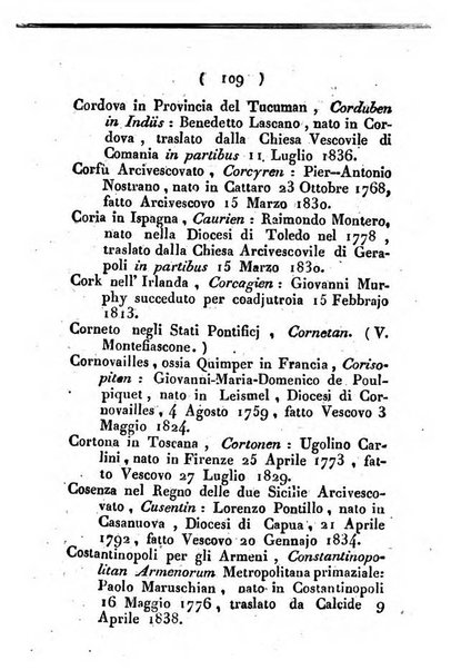 Notizie per l'anno ... secondo il martirologio romano..