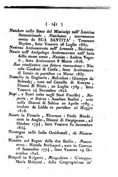 Notizie per l'anno ... secondo il martirologio romano..