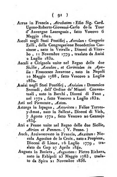 Notizie per l'anno ... secondo il martirologio romano..