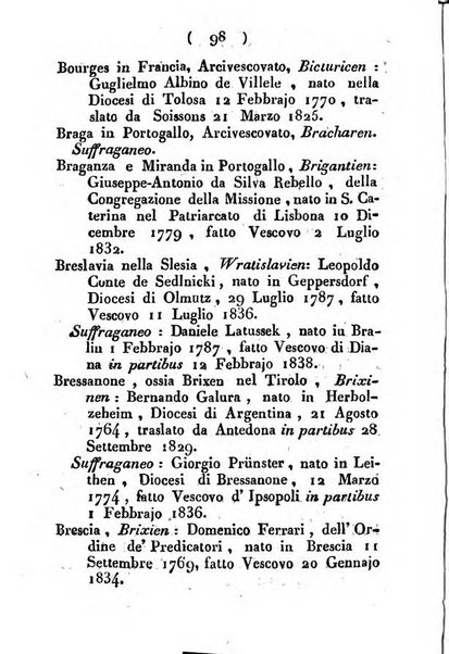 Notizie per l'anno ... secondo il martirologio romano..