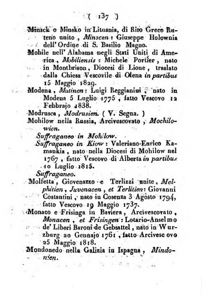 Notizie per l'anno ... secondo il martirologio romano..