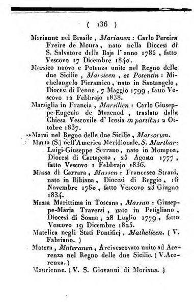 Notizie per l'anno ... secondo il martirologio romano..