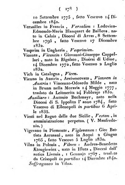 Notizie per l'anno ... secondo il martirologio romano..