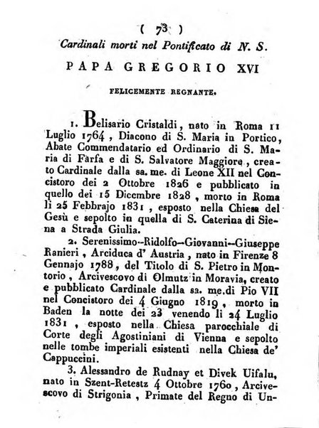 Notizie per l'anno ... secondo il martirologio romano..