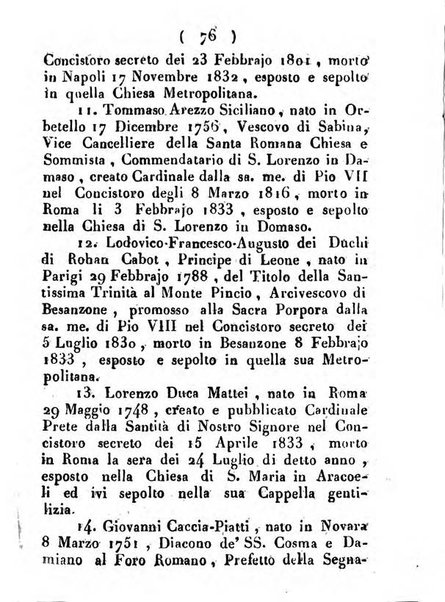 Notizie per l'anno ... secondo il martirologio romano..