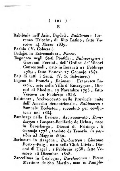 Notizie per l'anno ... secondo il martirologio romano..