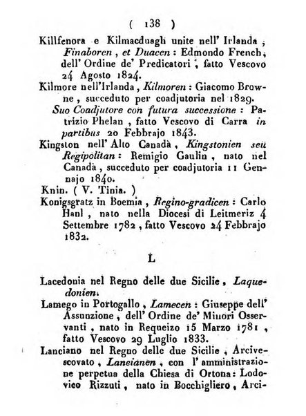 Notizie per l'anno ... secondo il martirologio romano..