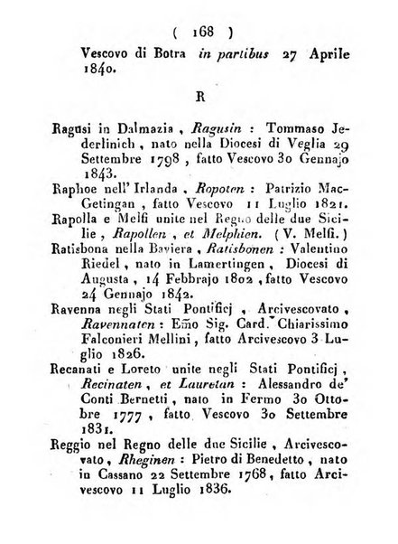 Notizie per l'anno ... secondo il martirologio romano..