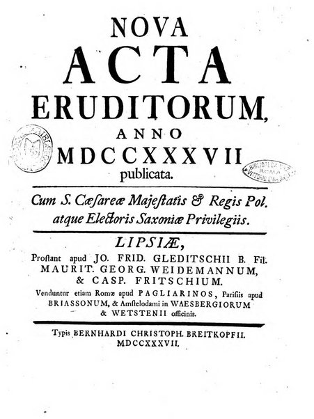 Nova acta eruditorum