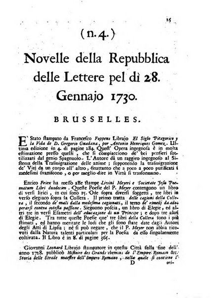 Novelle della Repubblica delle lettere dell'anno ..., pubblicate sotto gli auspizj di sua eccellenza ...