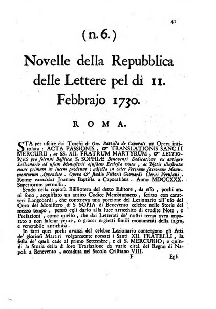 Novelle della Repubblica delle lettere dell'anno ..., pubblicate sotto gli auspizj di sua eccellenza ...