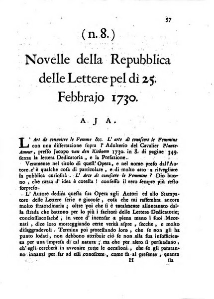 Novelle della Repubblica delle lettere dell'anno ..., pubblicate sotto gli auspizj di sua eccellenza ...