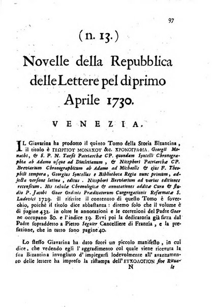 Novelle della Repubblica delle lettere dell'anno ..., pubblicate sotto gli auspizj di sua eccellenza ...