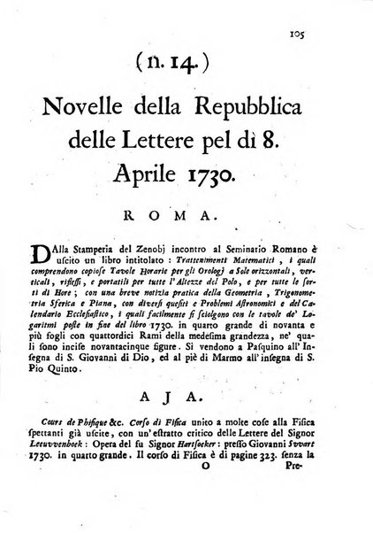 Novelle della Repubblica delle lettere dell'anno ..., pubblicate sotto gli auspizj di sua eccellenza ...