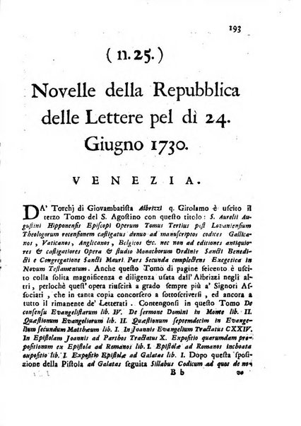 Novelle della Repubblica delle lettere dell'anno ..., pubblicate sotto gli auspizj di sua eccellenza ...