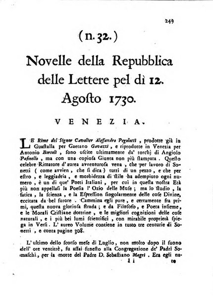 Novelle della Repubblica delle lettere dell'anno ..., pubblicate sotto gli auspizj di sua eccellenza ...