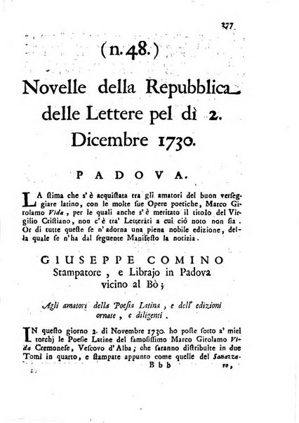 Novelle della Repubblica delle lettere dell'anno ..., pubblicate sotto gli auspizj di sua eccellenza ...