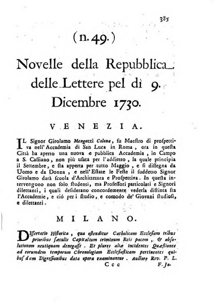 Novelle della Repubblica delle lettere dell'anno ..., pubblicate sotto gli auspizj di sua eccellenza ...