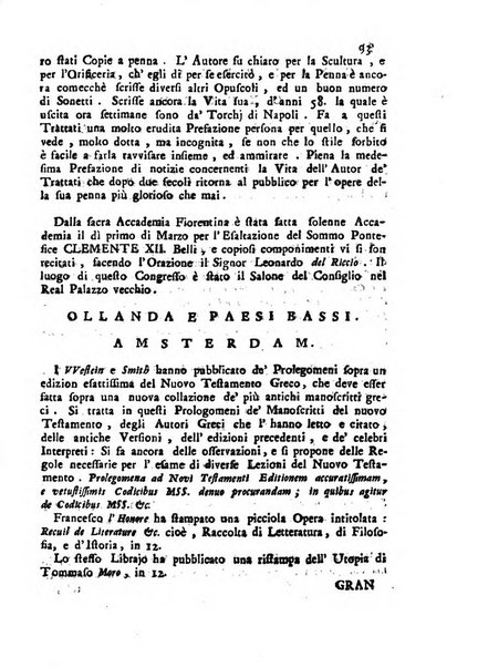 Novelle della Repubblica delle lettere dell'anno ..., pubblicate sotto gli auspizj di sua eccellenza ...