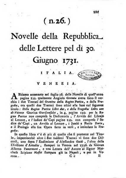 Novelle della Repubblica delle lettere dell'anno ..., pubblicate sotto gli auspizj di sua eccellenza ...