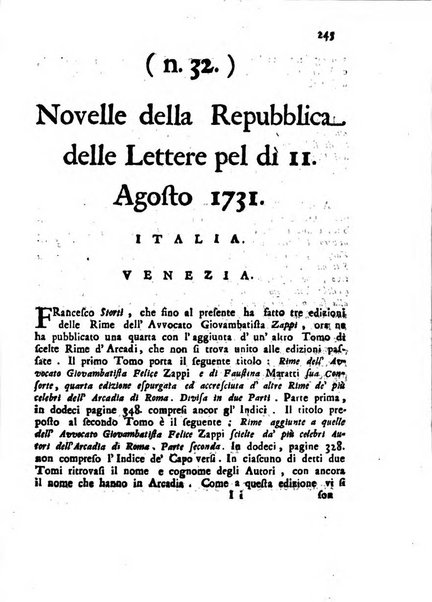 Novelle della Repubblica delle lettere dell'anno ..., pubblicate sotto gli auspizj di sua eccellenza ...