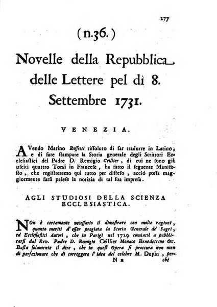 Novelle della Repubblica delle lettere dell'anno ..., pubblicate sotto gli auspizj di sua eccellenza ...