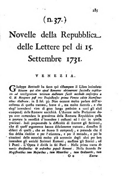 Novelle della Repubblica delle lettere dell'anno ..., pubblicate sotto gli auspizj di sua eccellenza ...