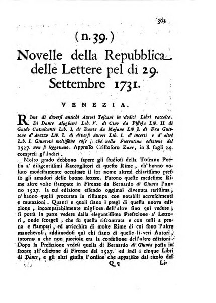 Novelle della Repubblica delle lettere dell'anno ..., pubblicate sotto gli auspizj di sua eccellenza ...