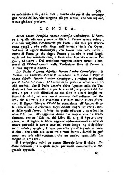 Novelle della Repubblica delle lettere dell'anno ..., pubblicate sotto gli auspizj di sua eccellenza ...