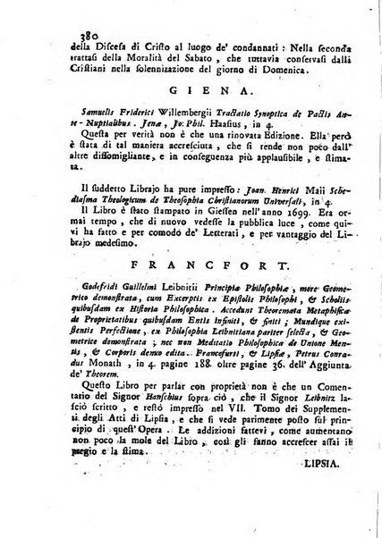 Novelle della Repubblica delle lettere dell'anno ..., pubblicate sotto gli auspizj di sua eccellenza ...