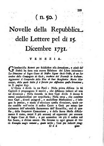 Novelle della Repubblica delle lettere dell'anno ..., pubblicate sotto gli auspizj di sua eccellenza ...