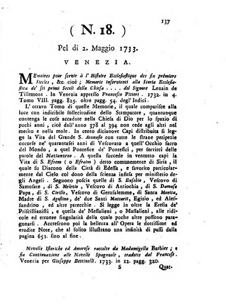 Novelle della Repubblica delle lettere dell'anno ..., pubblicate sotto gli auspizj di sua eccellenza ...